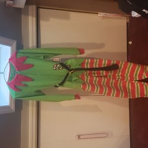 Secret Santa Women Elf Jumpsuit Pajamas size S